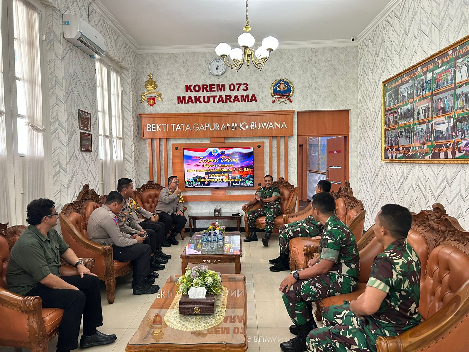  Sebagai Orang Baru, Kapolres Semarang Kunjungi Markas Korem Makutarama